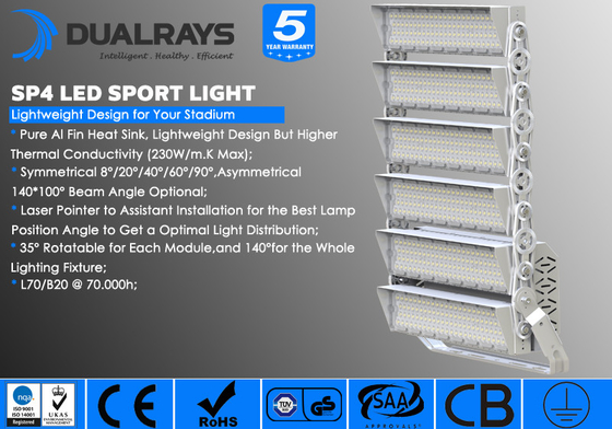 IP65 1500W IK08 LED للأضواء الكاشفة الرياضية الناشر قوة عالية ضمان لمدة 5 سنوات