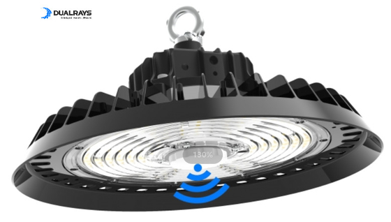 UFO LED High Bay Light 100W 150W 200W 240W 300W يدعم مستشعر الحركة القابل للتوصيل ومستشعر ضوء النهار