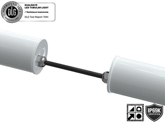 مصباح أنبوبي LED TB7 بطول 1.5 متر وقوة 60 واط IP69K IK10 للمزارع مع إمكانية الربط من خلال 3 أو 5 أسلاك