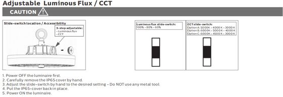 مصباح LED عالي الإضاءة UFO HB4H DIP قابل للتبديل للطاقة و 3CCT، 150 واط، 150 لومن/واط مع طوارئ 20 واط/30 واط لمدة 3 ساعات
