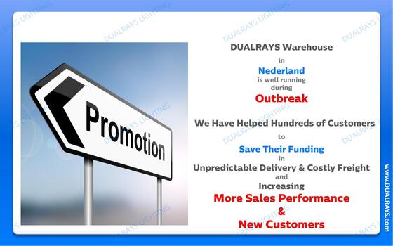 DUALRAYS أوروبا شحن LED Highbay مباشرة من هولندا في غضون 3 أيام عمل مع خدمة ما بعد البيع المحلية