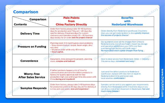 DUALRAYS أوروبا القيادة الضوء مقاومة للرطوبة يتم شحنها مباشرة من هولندا في غضون 3 أيام عمل وخدمة ما بعد البيع المحلية