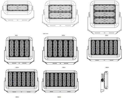 ضوء رياضي LED معياري 500 واط مع تحكم لاسلكي Zigbee وتصنيف IP66 للرياضات الخارجية