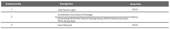 150W 300x1500mm ISP4 إضاءة LED رياضية داخلية مصممة لقاعات التنس الداخلية وتوفر إضاءة صديقة للعين لدعم الأداء الرياضي والسلامة