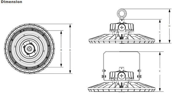 DUALRAYS 150W HB2 DIP طاقة قابلة للتحويل و3CCT UFO LED Highbay Light 100W 170LPW مع اختياري للطوارئ