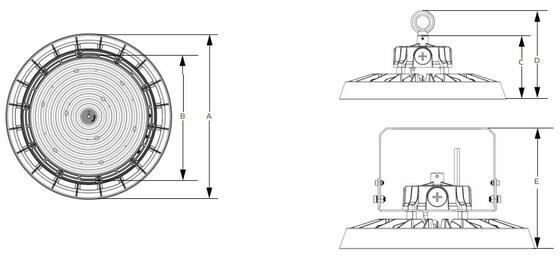 100W ارتفاع درجة الحرارة DUALRAYS الإضاءة HB5 LED High Bay Light IP66 IK07 -40 درجة مئوية إلى 100 درجة مئوية مصباح مقاوم للحرارة لمسبك مطحنة الصلب