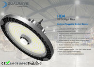 200 واط HB4 مستشعر الحركة القابل للتوصيل UFO High Bay 160LPW كفاءة Meanwell HBG ELG HLG Driver ضمان اختياري لمدة 5 سنوات