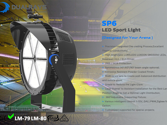 إضاءة LED رياضية 300 وات 6500 كلفن 45000 لومن كشاف أرضي رياضي