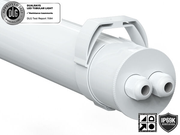 مصباح أنبوبي LED بطول 1.5 متر 60 واط IP69K IK10 TB7 للمنشآت الكيميائية مع إمكانية الربط من خلال 3 أو 5 أسلاك وتغيير الطاقة/3CCT/3-Phase باستخدام مفتاح DIP