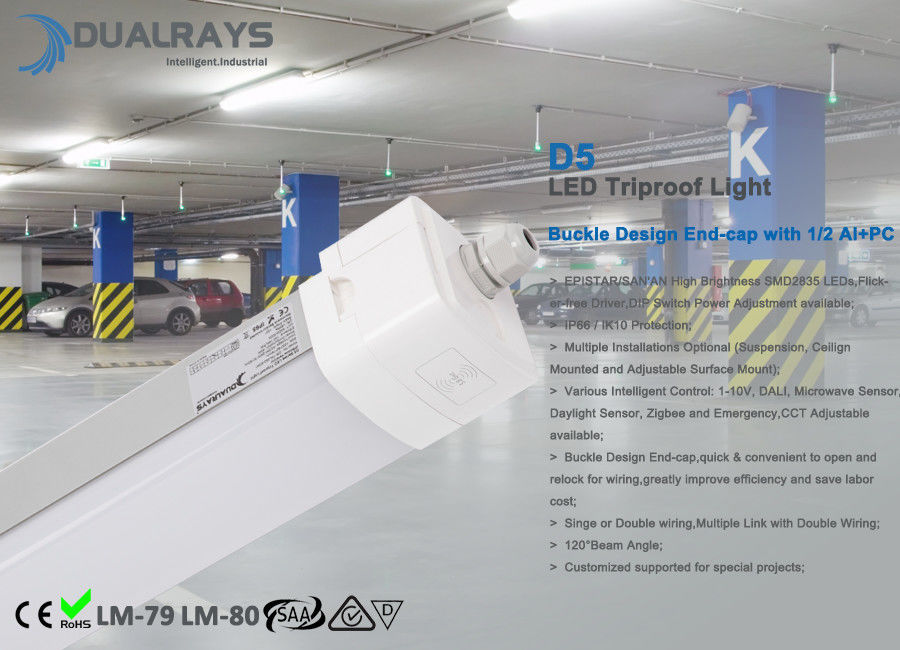 متعددة قابلة للربط مع مصباح ثلاثي السقف LED مزود بأسلاك مزدوجة مع مصباح LED للطوارئ 5 وات أو 10 وات في 3 ساعات
