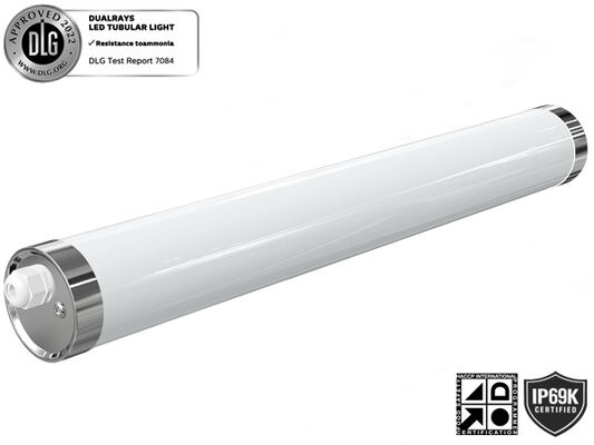 DUALRAYS Tri Proof Light IP69K IK06 / IK10 LED Batten Light لإضاءة المزرعة